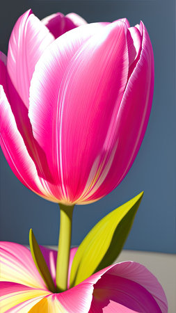 Pink Tulip. close-up. A present for a girl. still lifeの素材