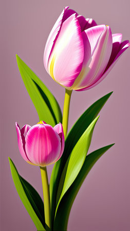 Pink Tulip. close-up. A present for a girl. still lifeの素材