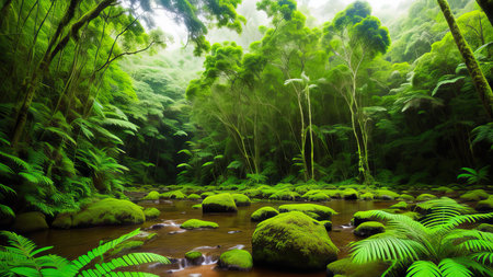 A tropical forest after the rain.の素材