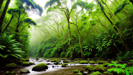 A tropical forest after the rain.の素材