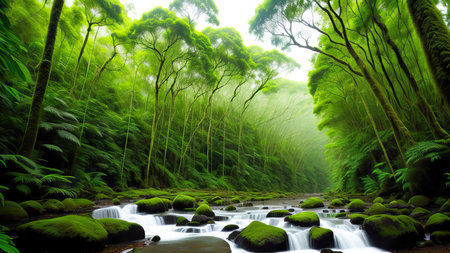 A tropical forest after the rain.の素材