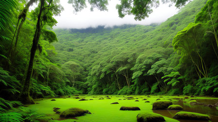 A tropical forest after the rain.の素材