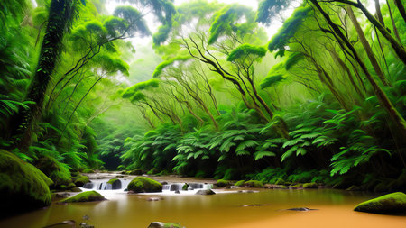 A tropical forest after the rain.の素材