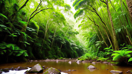 A tropical forest after the rain.の素材