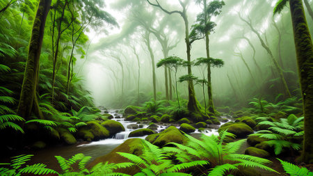 A tropical forest after the rain.の素材