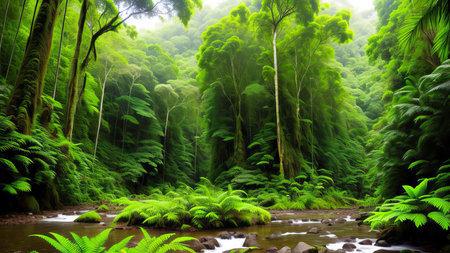 A tropical forest after the rain.の素材