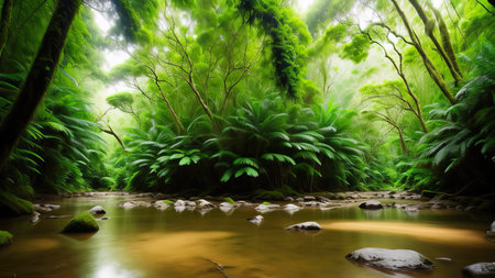 A tropical forest after the rain.の素材