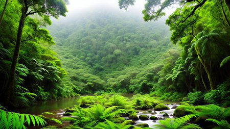 A tropical forest after the rain.の素材