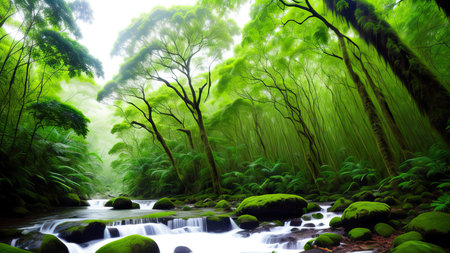 A tropical forest after the rain.の素材