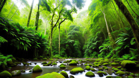 A tropical forest after the rain.の素材