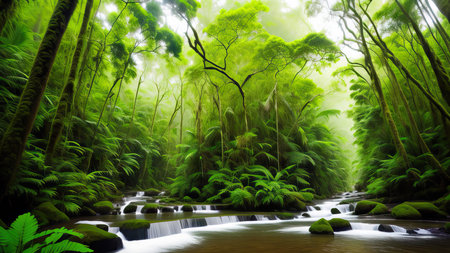 A tropical forest after the rain.の素材