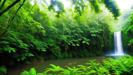 A tropical forest after the rain.の素材