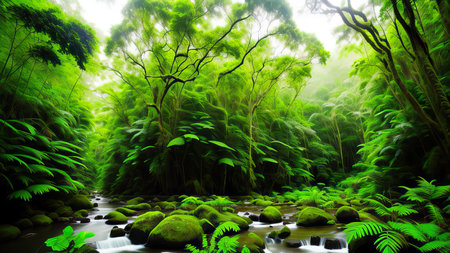A tropical forest after the rain.の素材