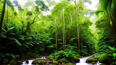 A tropical forest after the rain.の素材