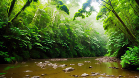 A tropical forest after the rain.の素材