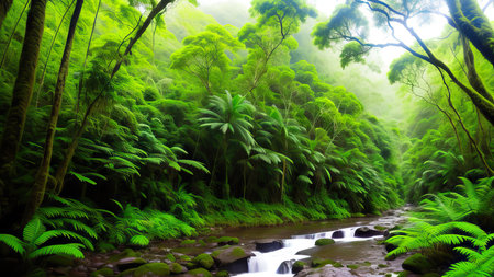 A tropical forest after the rain.の素材