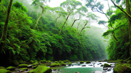 A tropical forest after the rain.の素材