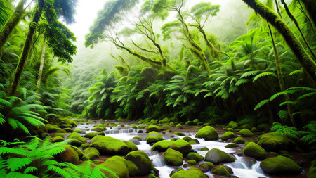 A tropical forest after the rain.の素材