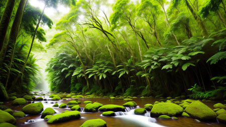 A tropical forest after the rain.の素材