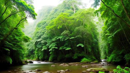 A tropical forest after the rain.の素材