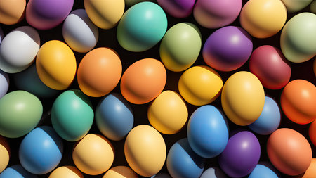 Lots of colorful Easter eggs, pattern, background, illustrationの素材