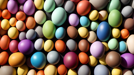 Lots of colorful Easter eggs, pattern, background, illustrationの素材
