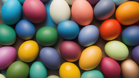 Lots of colorful Easter eggs, pattern, background, illustrationの素材