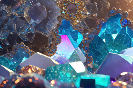 Crystal lattice shooting macro. Parts of minerals, crystals, ores.の素材
