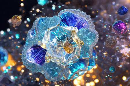 Crystal lattice shooting macro. Parts of minerals, crystals, ores.の素材