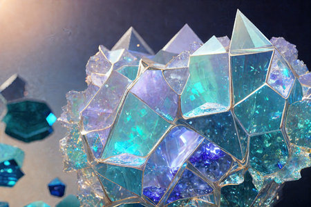 Crystal lattice shooting macro. Parts of minerals, crystals, ores.の素材