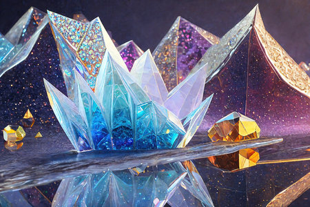 Crystal lattice shooting macro. Parts of minerals, crystals, ores.の素材