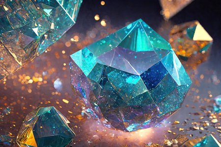 Crystal lattice shooting macro. Parts of minerals, crystals, ores.の素材