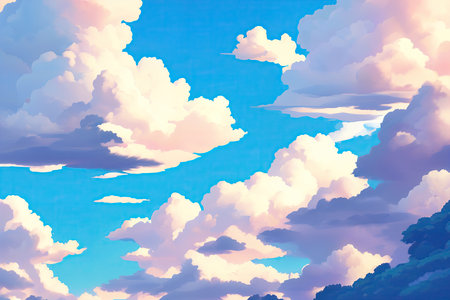 Learning clouds in anime style, illustration.の素材