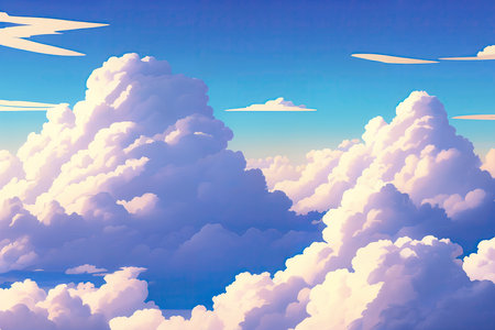 Learning clouds in anime style, illustration.の素材