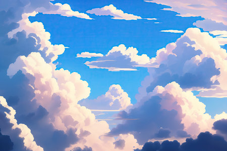 Learning clouds in anime style, illustration.の素材