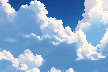Learning clouds in anime style, illustration.の素材
