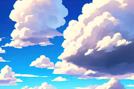 Learning clouds in anime style, illustration.の素材