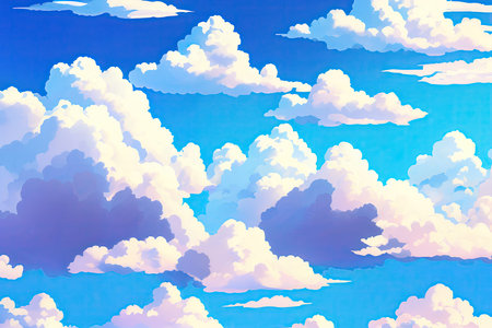 Learning clouds in anime style, illustration.の素材