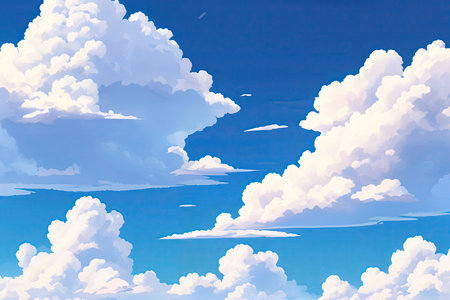 Learning clouds in anime style, illustration.の素材