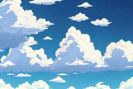 Learning clouds in anime style, illustration.の素材