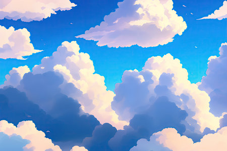 Learning clouds in anime style, illustration.の素材