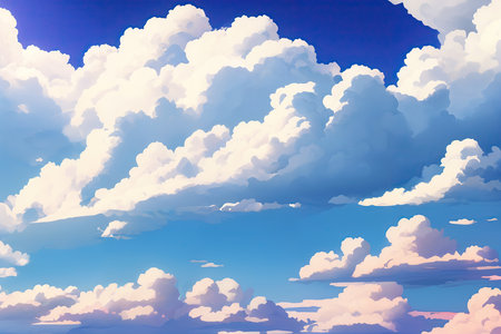 Learning clouds in anime style, illustration.の素材