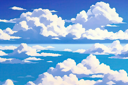 Learning clouds in anime style, illustration.の素材