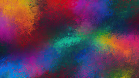 An abstract backdrop, filled with spills of paint, sloppy strokes.の素材