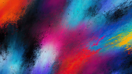 An abstract backdrop, filled with spills of paint, sloppy strokes.の素材