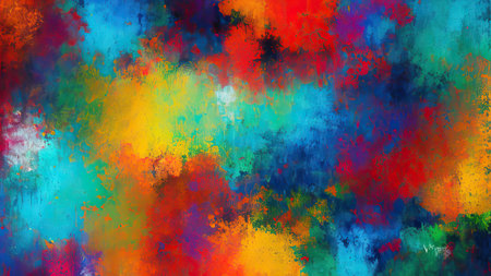 An abstract backdrop, filled with spills of paint, sloppy strokes.の素材