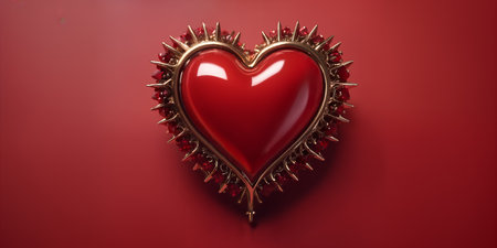Red heart shaped ring, heart in a glass, Valentine's Dayの素材