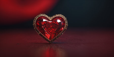 Red heart shaped ring, heart in a glass, Valentine's Dayの素材