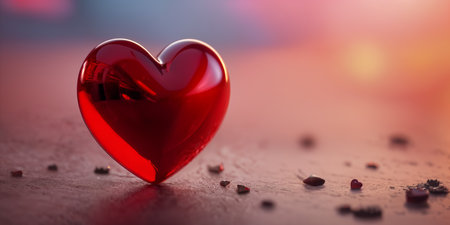 Red heart shaped ring, heart in a glass, Valentine's Dayの素材