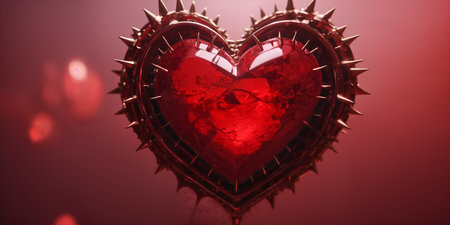 Red heart shaped ring, heart in a glass, Valentine's Dayの素材